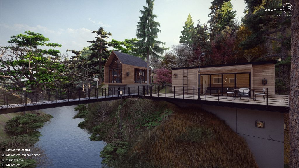 modern wooden house design architecture concepts property 3d illustration